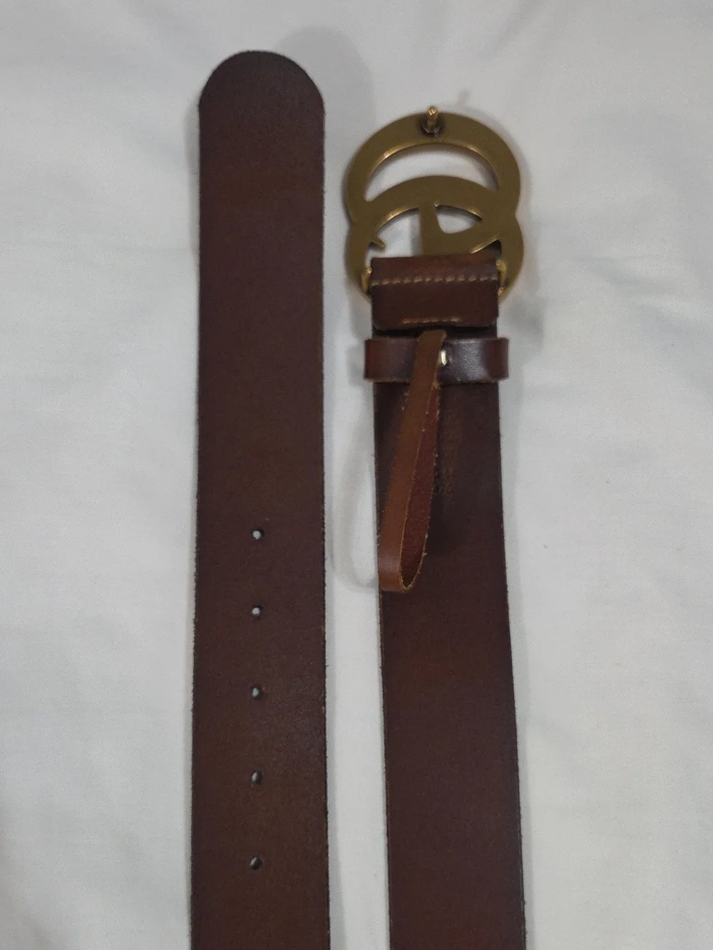 Gucci Brown Leather Belt with Gold Double G Buckle